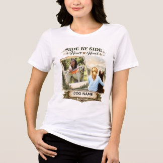 Side By Side Heart to Heart Personalised Dog Photo Tri-Blend Shirt
