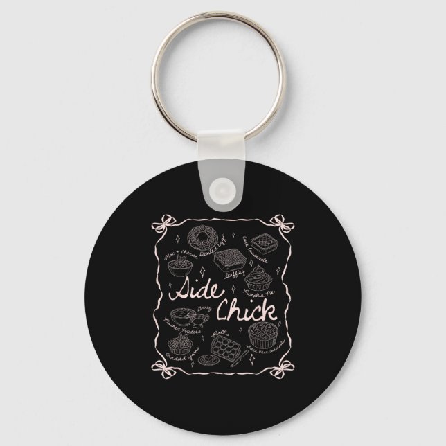 Side Chick And Main Man Funny Thanksgiving Couple  Key Ring (Front)