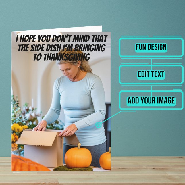 Side Dish of Wine Funny Thanksgiving Card (Share your gratitude this year with a Thanksgiving greeting card using a fun and funny design.)