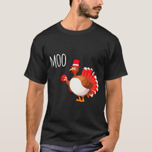 Side Eye Moo Turkey Funny Thanksgiving Autumn Fall T-Shirt