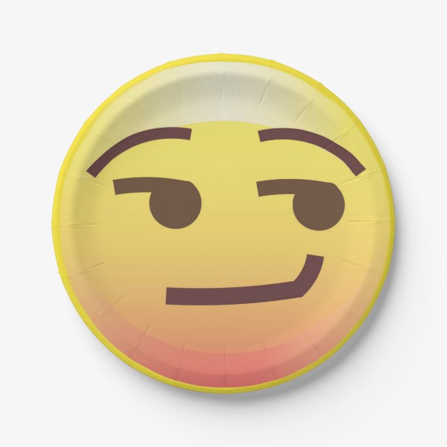 Side Glance Smug Emoji Paper Party Plate (Front)