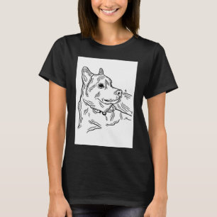 Side Husky Illustration Animal Art Long T-Shirt
