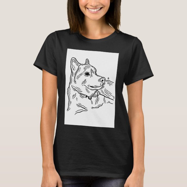 Side Husky Illustration Animal Art Long T-Shirt (Front)
