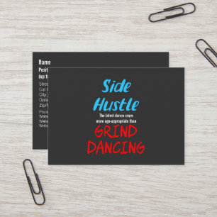 Side Hustle vs. Grind Dancing Neon Blue Text Business Card