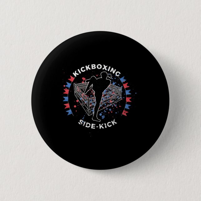Side Kick Kickboxing  6 Cm Round Badge (Front)