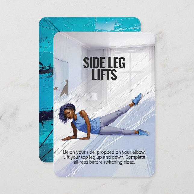 Side Leg Lifts Fitness Card with Blue Backing (Front/Back)