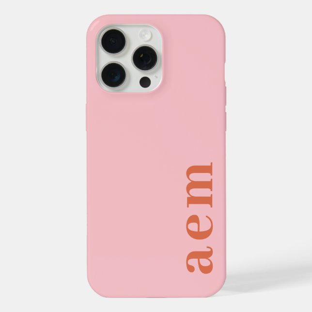 Side Monogram Initials Pink & Red Minimalist iPhone Case (Back)