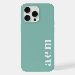 Side Monogram Initials Teal Blue Minimalist iPhone 15 Pro Max Case