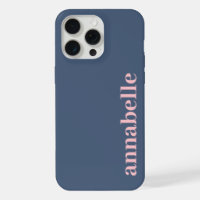 Side Monogram Name Blue & Pink Minimalist
