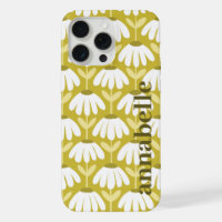Side Monogram Name Dark Gold Olive Vintage Floral