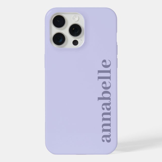 Side Monogram Name Heather Blue Minimalist iPhone Case (Back)