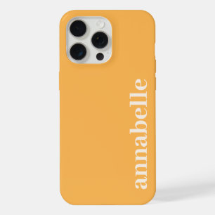 Side Monogram Name Yellow-Orange Minimalist iPhone 15 Pro Max Case