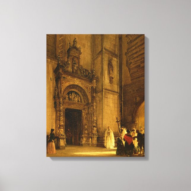 Side portal of Como Cathedral, 1850 Canvas Print (Front)