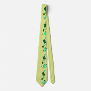 Side print floral and butterfly tie