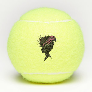 Side Profile Bust of Victorian Lady Pink Hat Tennis Balls