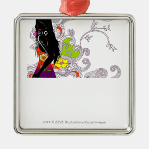 Side profile of a woman posing metal tree decoration