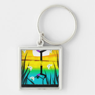 Side profile of a woman practicing yoga key ring