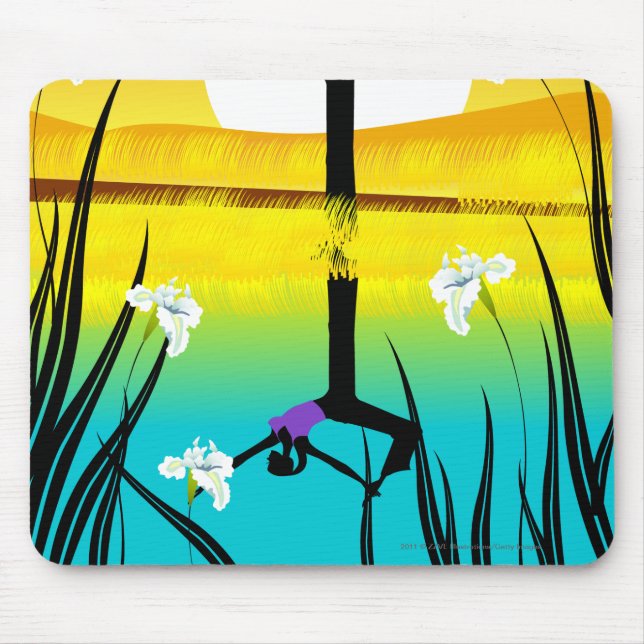 Side profile of a woman practicing yoga mouse pad (Front)