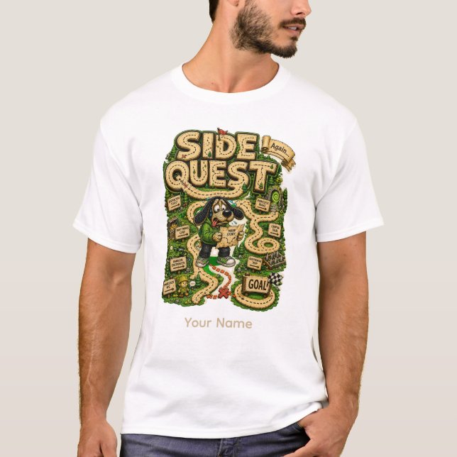 Side Quest Personalised Funny Gamer T-Shirt (Front)