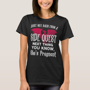 Side Quest Pregnancy Reveal Video Game Rpg Gamer D T-Shirt