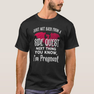 Side Quest Rpg Gamer Pregnancy Reveal  New Mum Quo T-Shirt