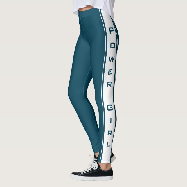 Side Stripe Leggings Twith Text Power Girl (Left)