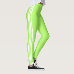 Side Stripe Neon Green Leggings Custom Colours