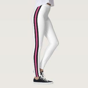 Side Stripe White Leggings with Custom Your Colour