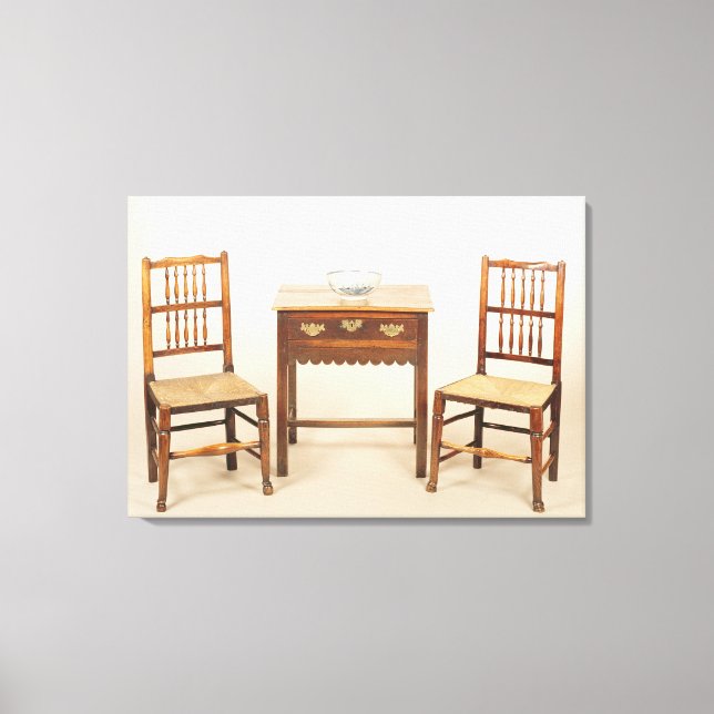 Side table and pair of spindle back chairs canvas print (Front)