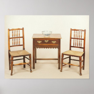 Side table and pair of spindle back chairs poster