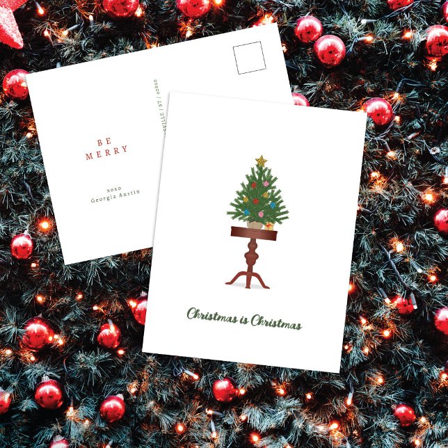 Side Table Christmas Tree Christmas Holiday Postcard (Creator Uploaded)