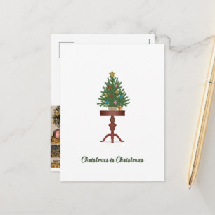 Side Table Christmas Tree Photo Christmas Holiday Postcard