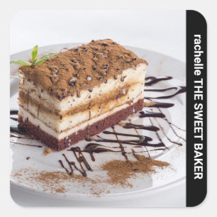 Side text custom photo square sticker