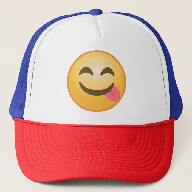 Side Tongue Emoji Trucker Hat (Front)