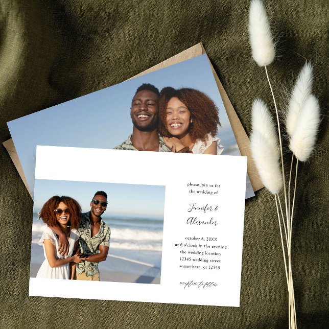 Side Two Photo Calligraphy Wedding Invitation (Creator Uploaded)