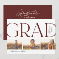 Side Typography Graduation 2022 3 Photo Party Red