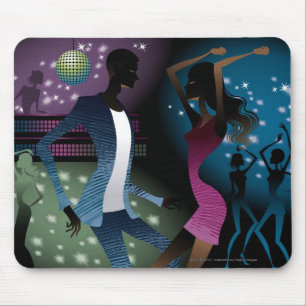 Side view of people dancing by microphone mouse pad
