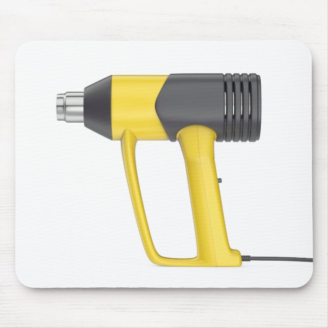 Side view of yellow electric heat gun mouse pad (Front)