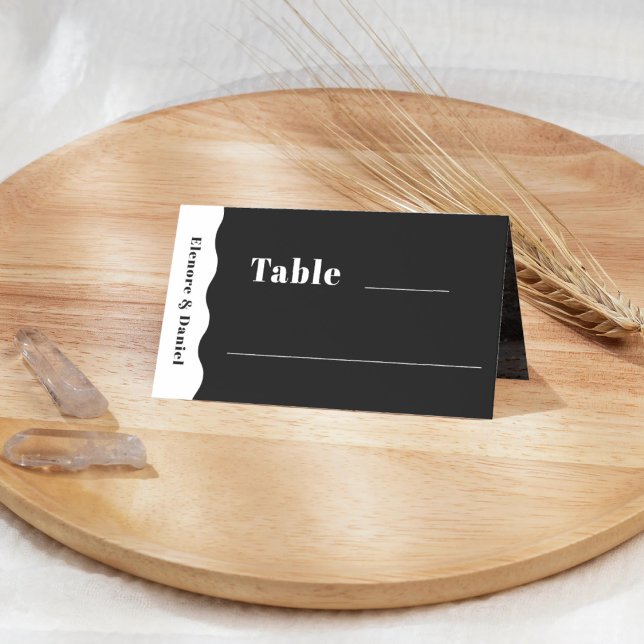 Side Wave Black & White Photo Wedding Table Number Place Card (Side Wave Black & White Photo Wedding Table Number Place Card)