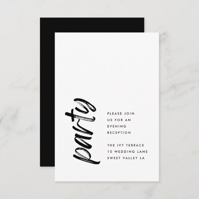 Side Ways Black Modern Simple Wedding Enclosure Card (Front/Back)