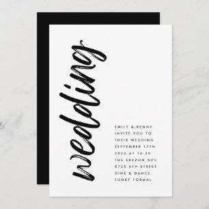 Side Ways Black Modern Simple Wedding Invitation
