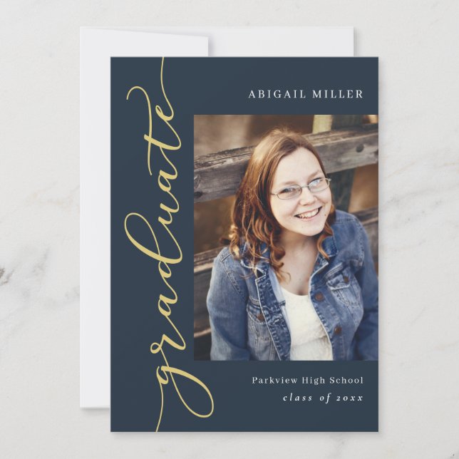 Side Writing Editable Colour Graduation Invitation (Front)