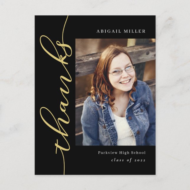 Side Writing Editable Colour Thank You Postcard (Front)