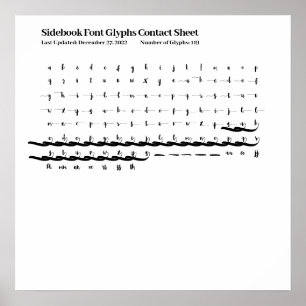 Sidebook Font Glyphs Contact Sheet Poster