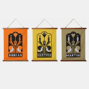 Sidecar Cocktail Art Deco Hanging Tapestry