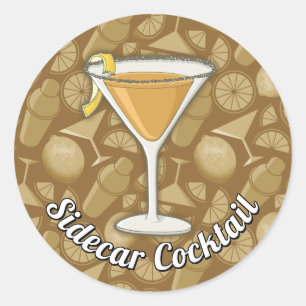 Sidecar Cocktail Classic Round Sticker
