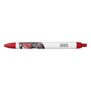 Sidecar motorcycle cartoon illustration  black ink pen