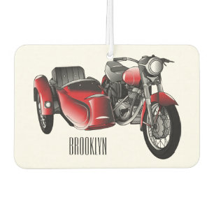 Sidecar motorcycle cartoon illustration  car air freshener