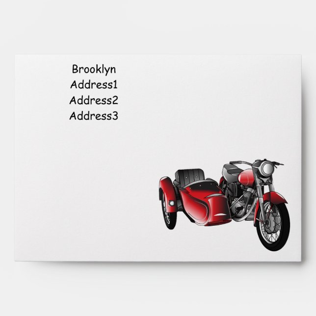 Sidecar motorcycle cartoon illustration  envelope (Front)