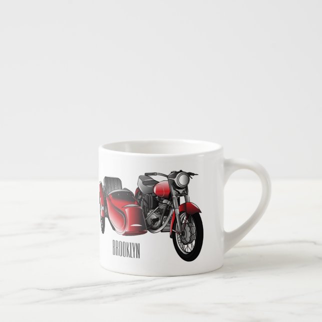 Sidecar motorcycle cartoon illustration  espresso cup (Right)